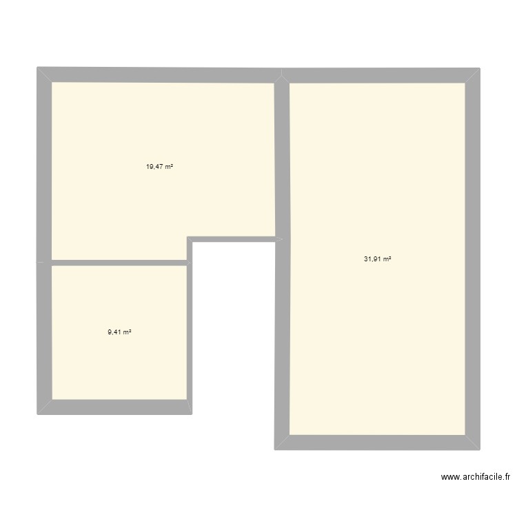 Cailloux 1. Plan de 3 pièces et 61 m2