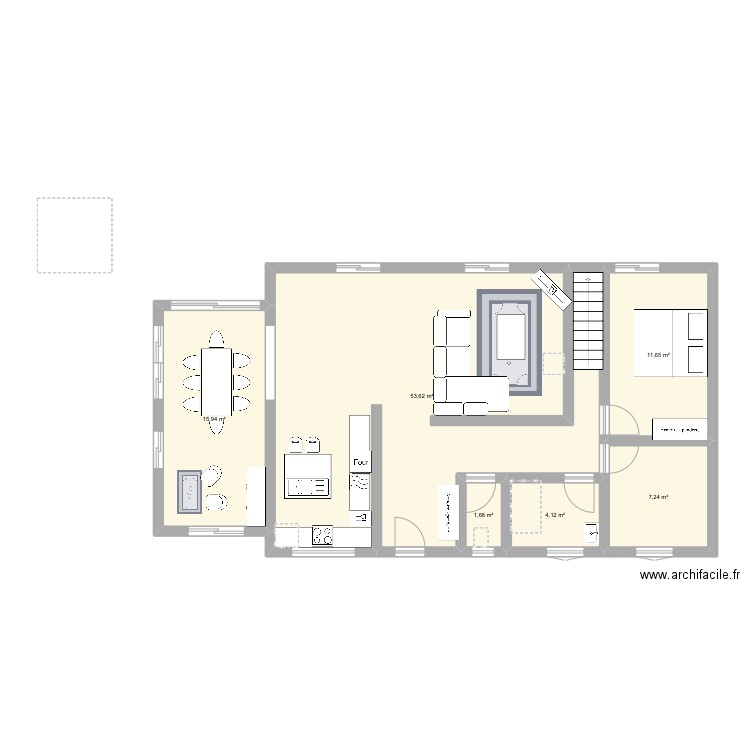 Maison1. Plan de 6 pièces et 94 m2