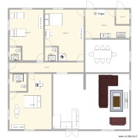 plan de 3 chambres salon avec salle à manger et cuisine 