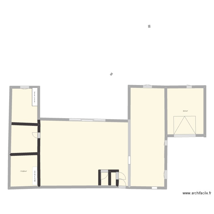 Maison. Plan de 2 pièces et 30 m2