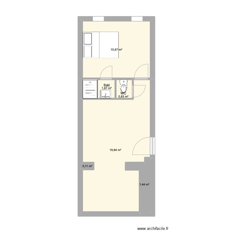 Tourcoing RdC. Plan de 6 pièces et 35 m2