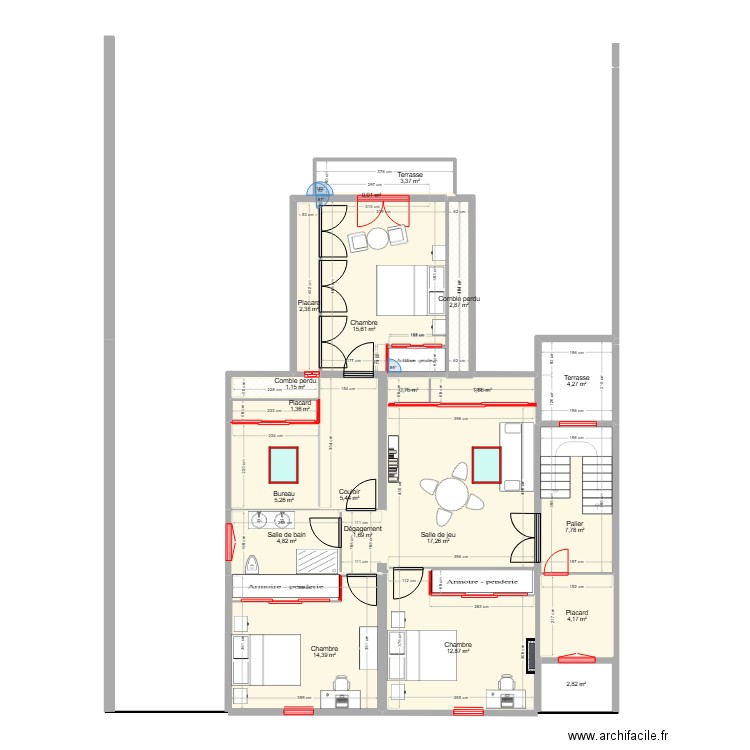 PAIX ETAGE 1 / A - DEFINITIF MEUBLE. Plan de 20 pièces et 110 m2