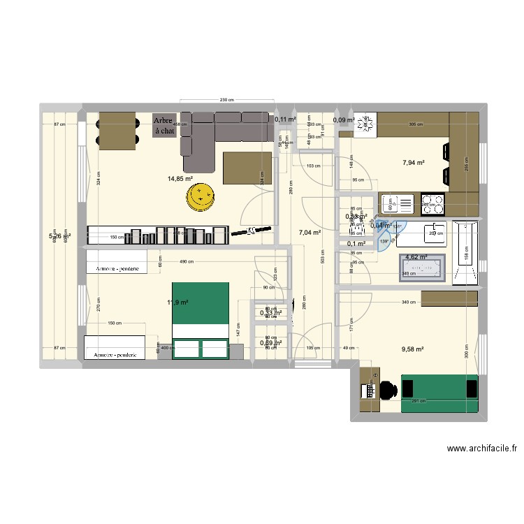 Louna. Plan de 14 pièces et 63 m2