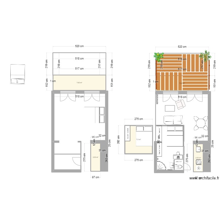 T2 Marseille 9ème V3. Plan de 5 pièces et 28 m2