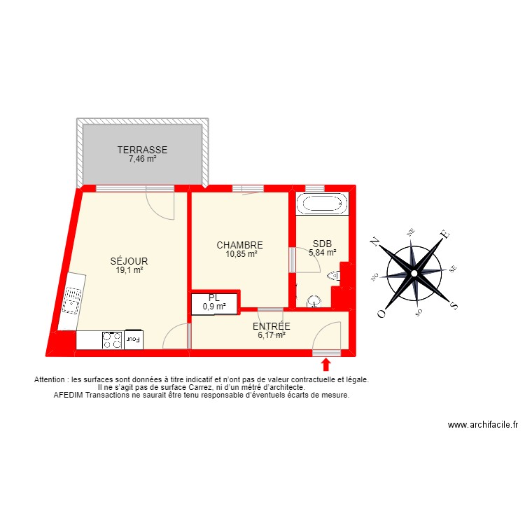 BI 22395 - . Plan de 11 pièces et 69 m2