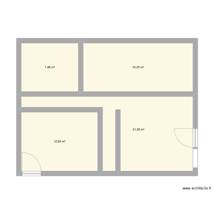 Plan 2D du local institut de beauté . Plan de 4 pièces et 57 m2