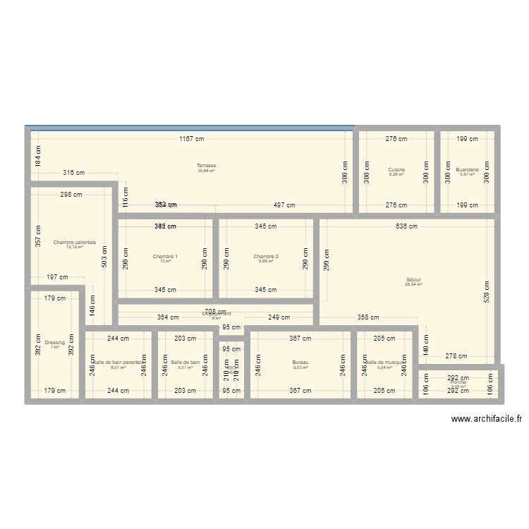 Plan 3. Plan de 15 pièces et 149 m2