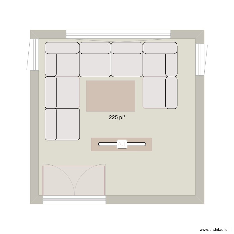 Salon. Plan de 1 pièce et 21 m2