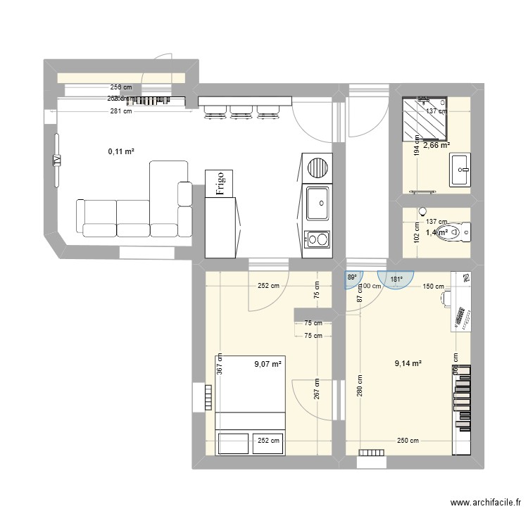 appartement aubiere. Plan de 5 pièces et 22 m2