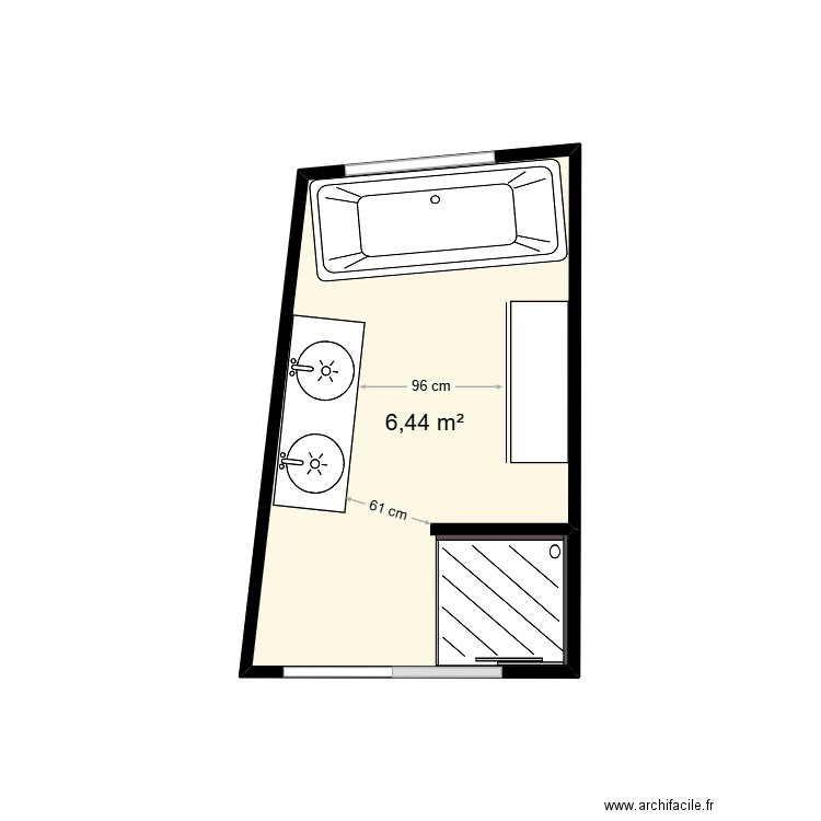 SDB01. Plan de 1 pièce et 6 m2