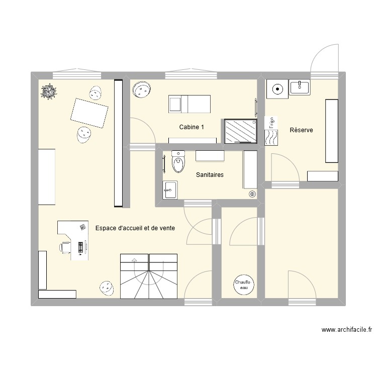 Plan IB rez-de-chaussée. Plan de 6 pièces et 50 m2