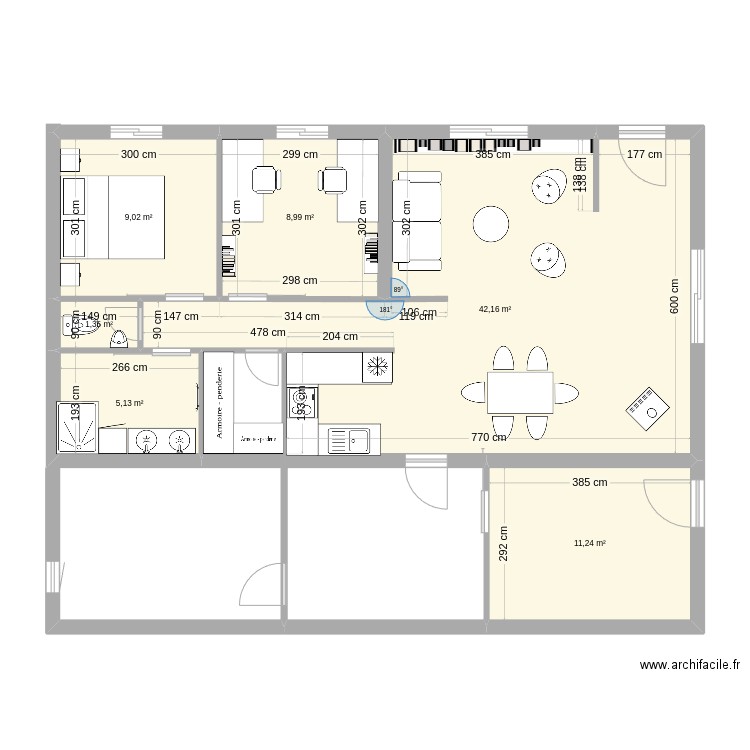 COB22. Plan de 6 pièces et 78 m2