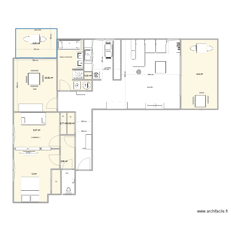 F4 ESSEY BERTRAND. Plan de 9 pièces et 70 m2