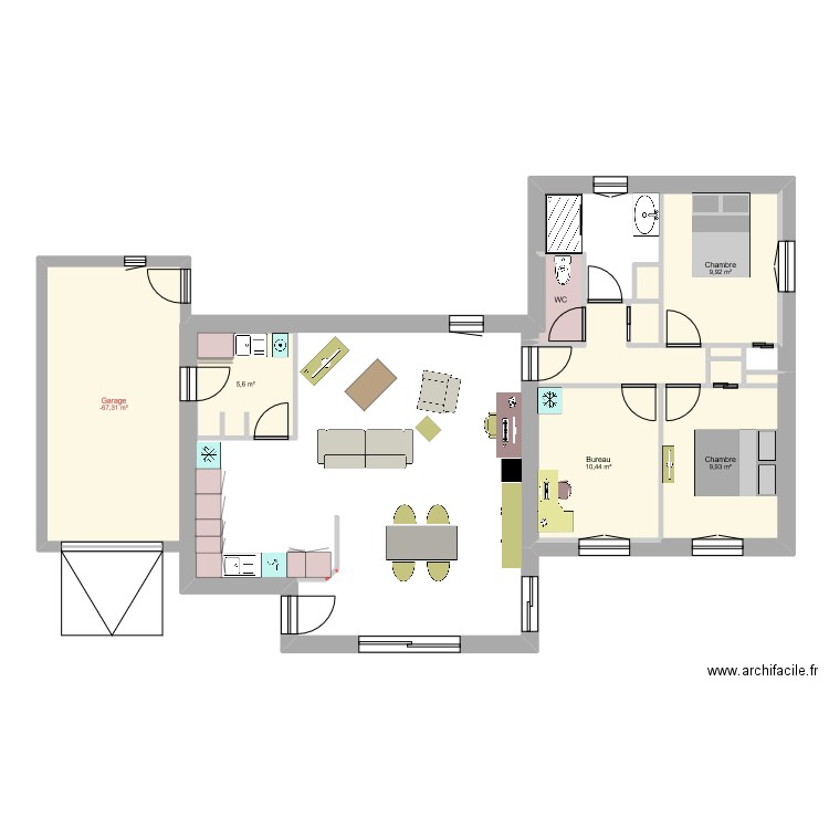 Landevieille-2. Plan de 10 pièces et 61 m2