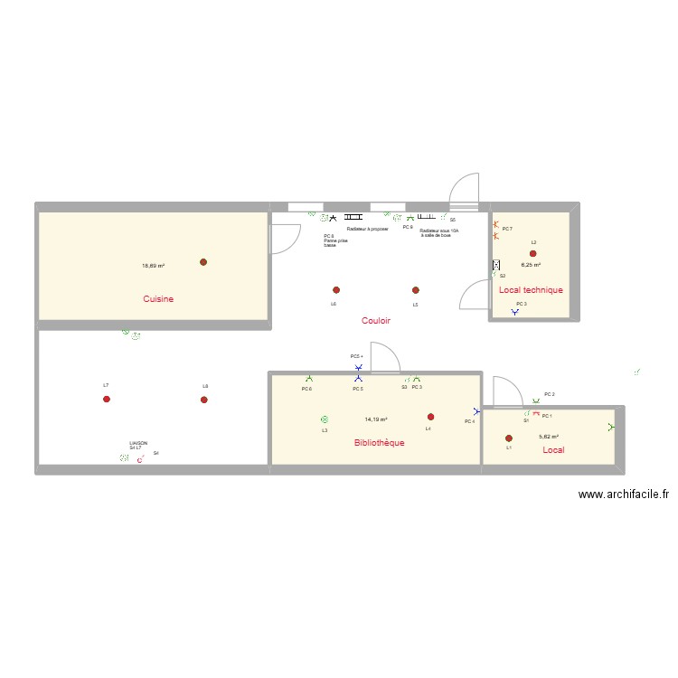 eeb complément. Plan de 4 pièces et 45 m2