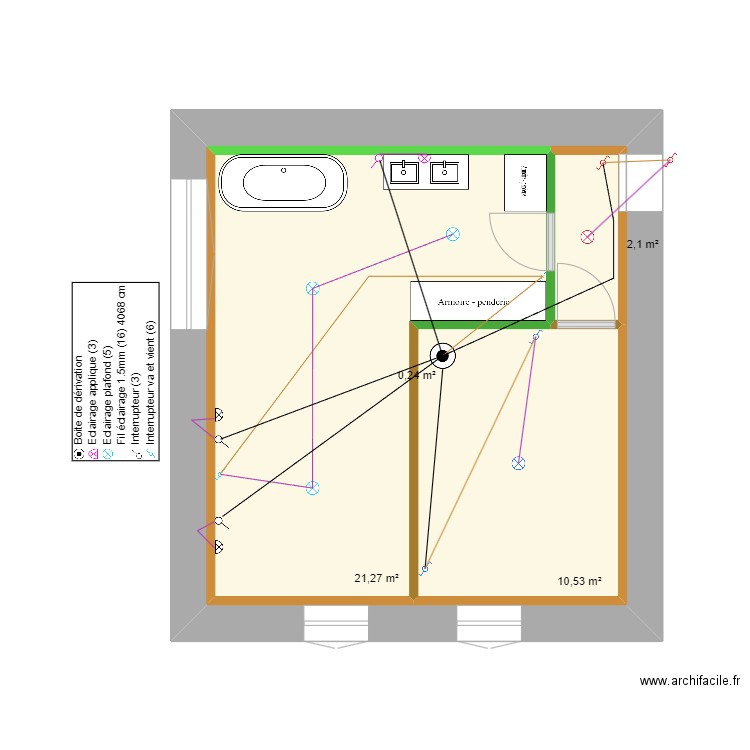 étage coter suite parental éclairage. Plan de 4 pièces et 71 m2