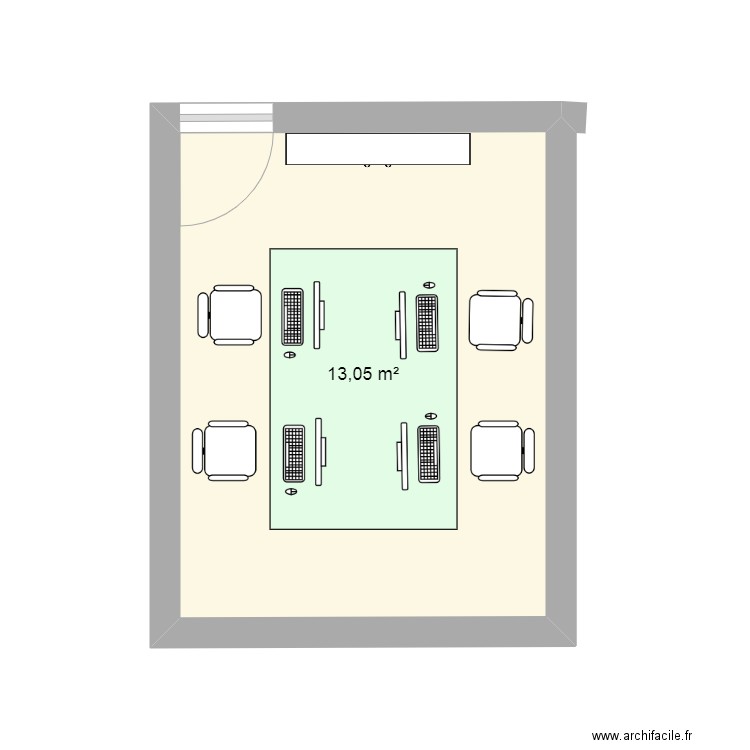 bureau. Plan de 1 pièce et 13 m2