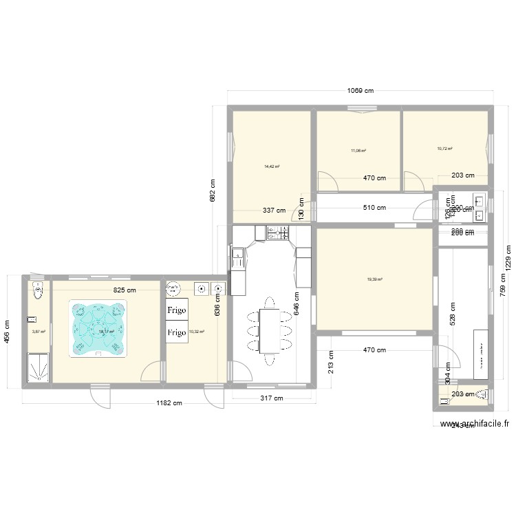 route des lones Gul. Plan de 8 pièces et 90 m2