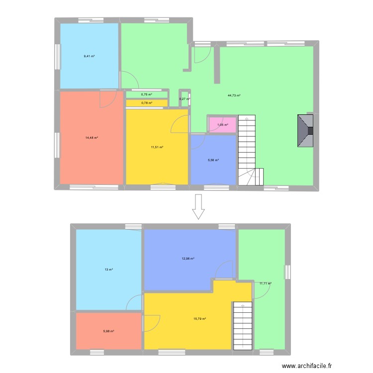 Plan maison. Plan de 14 pièces et 147 m2