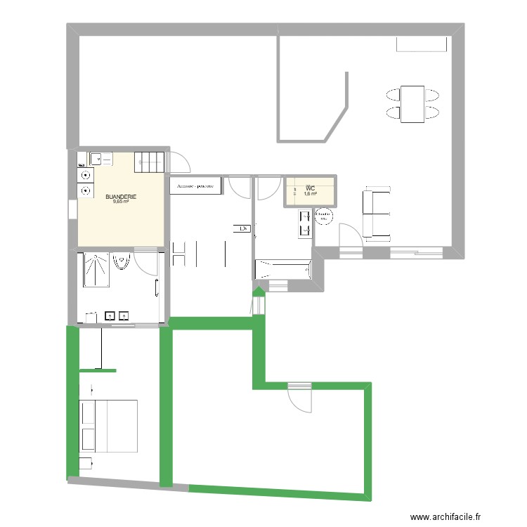 AMENAGEMENT MAISON extension2. Plan de 2 pièces et 11 m2