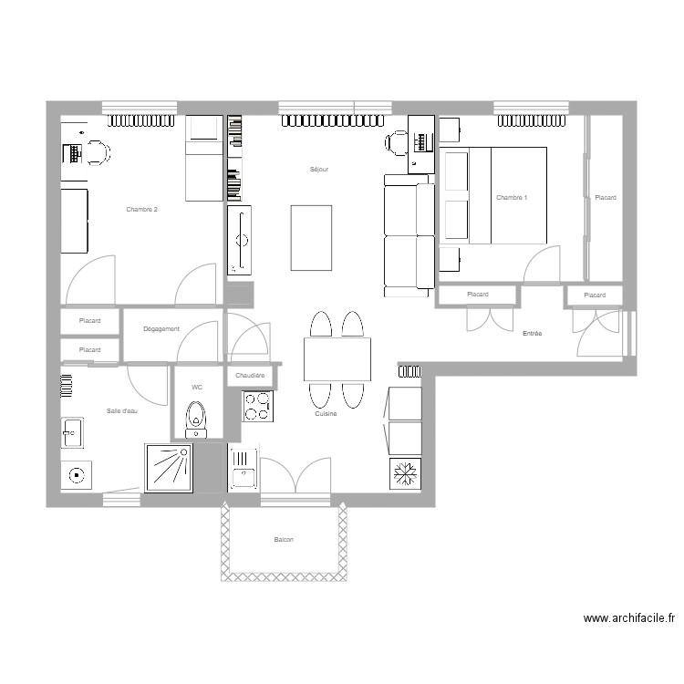 breysse. Plan de 16 pièces et 63 m2