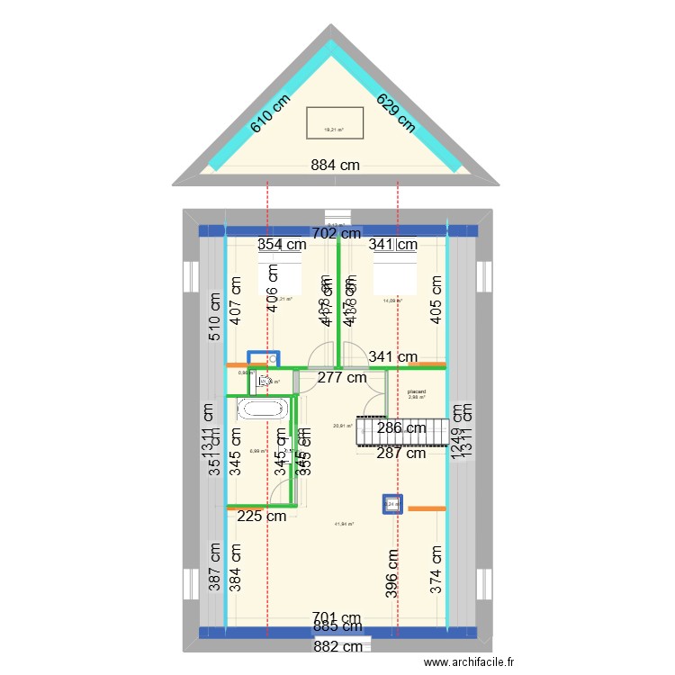 MORTON combles. Plan de 13 pièces et 126 m2