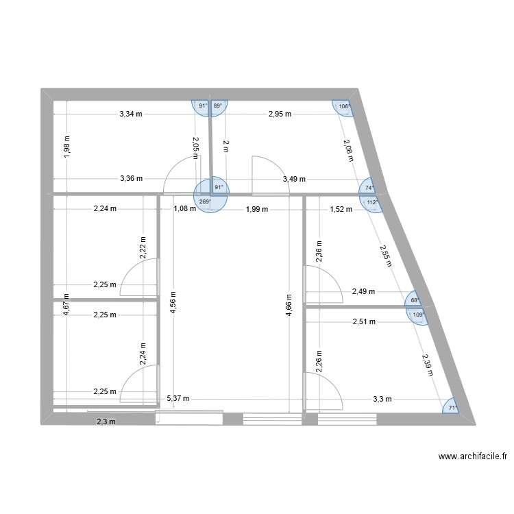 REBOX. Plan de 4 pièces et 49 m2