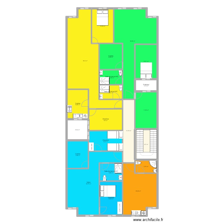 APPART MARRAKECH. Plan de 21 pièces et 244 m2