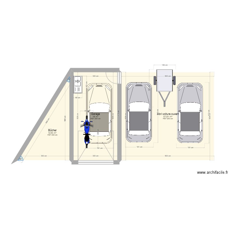 GarageV2. Plan de 3 pièces et 66 m2