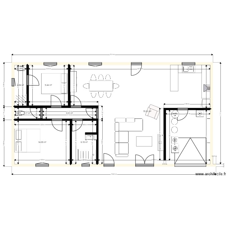 LOLO N3. Plan de 7 pièces et 108 m2