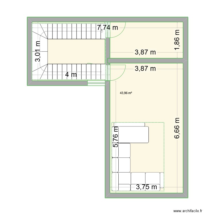 PlanDari1. Plan de 1 pièce et 44 m2