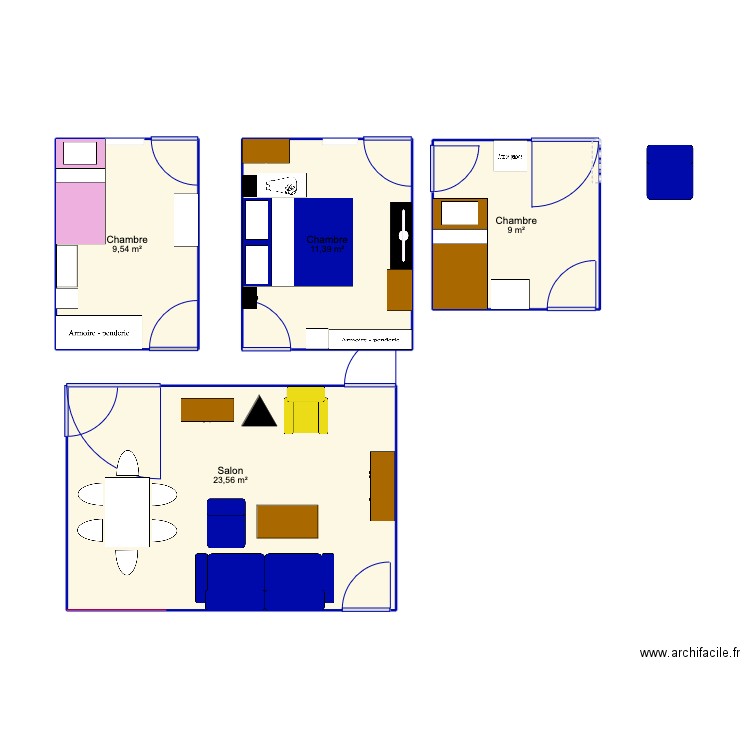 Lormont option 2. Plan de 4 pièces et 53 m2