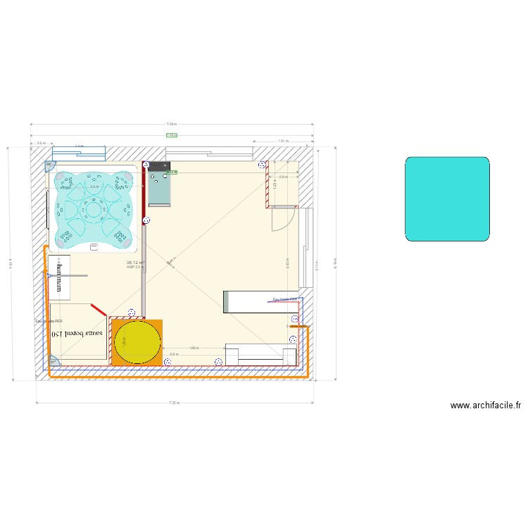 wistub16-06. Plan de 1 pièce et 36 m2