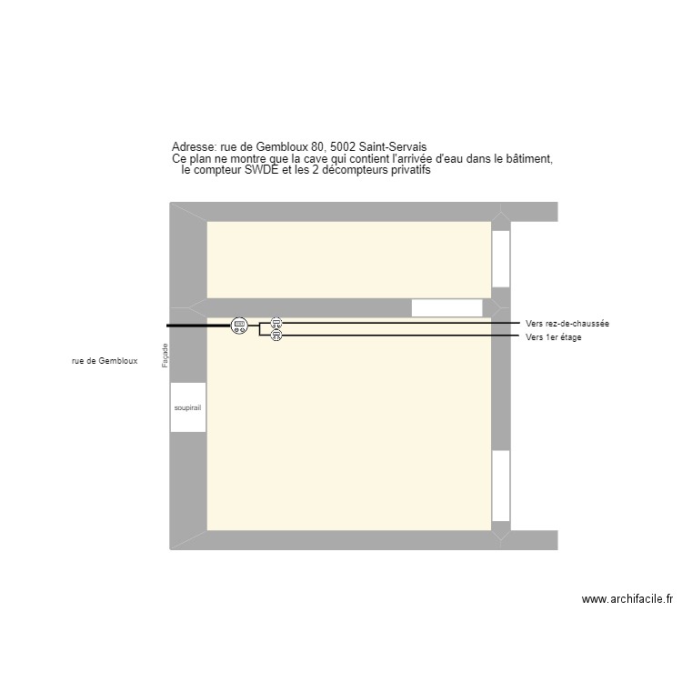 Cave St-Servais. Plan de 2 pièces et 16 m2