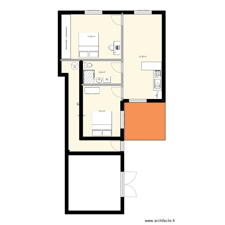 Appart Fuveau 238 D. Plan de 5 pièces et 67 m2