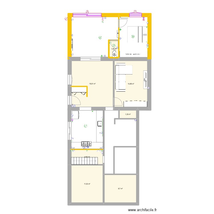 ExtensionMariePascalElec. Plan de 7 pièces et 62 m2