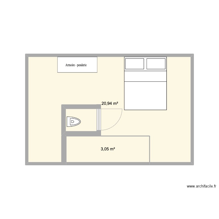 Plan étage. Plan de 2 pièces et 24 m2