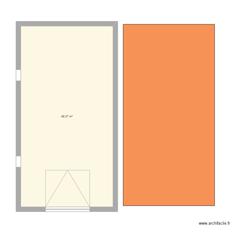 garage. Plan de 1 pièce et 49 m2