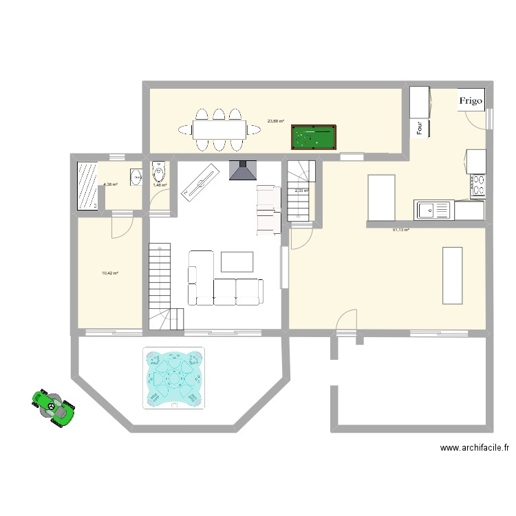 Maison Daoulas 2. Plan de 6 pièces et 93 m2