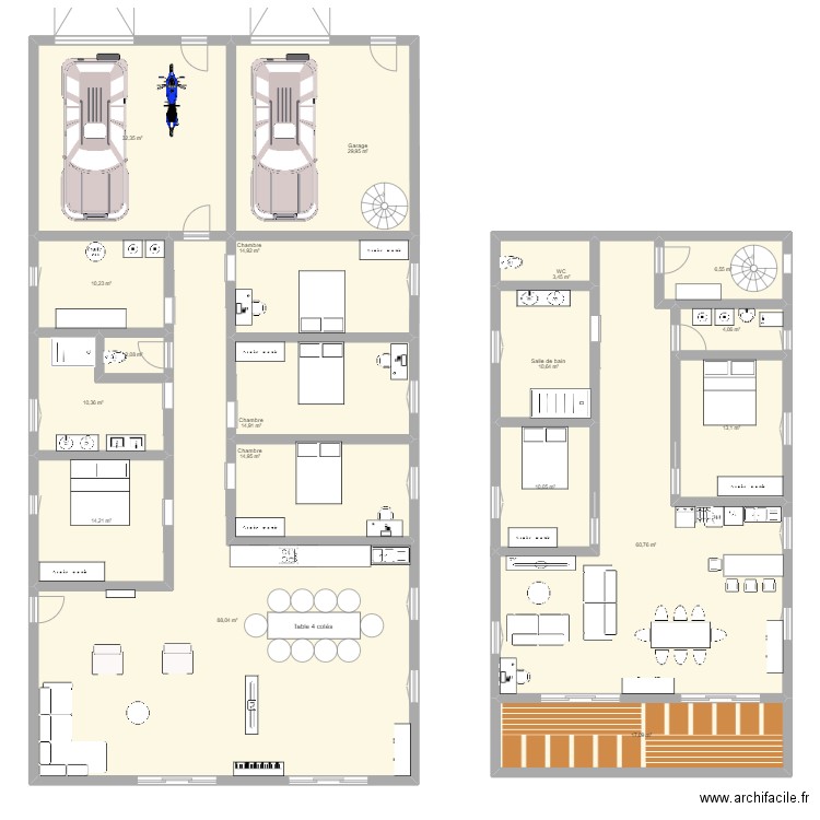 Plan F. Plan de 18 pièces et 358 m2