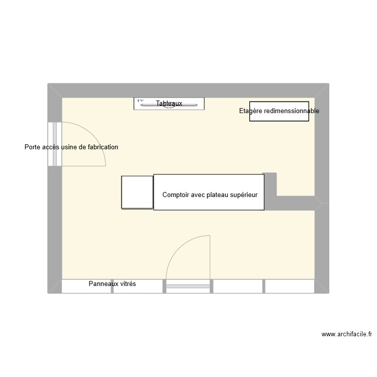 point de vente. Plan de 1 pièce et 15 m2