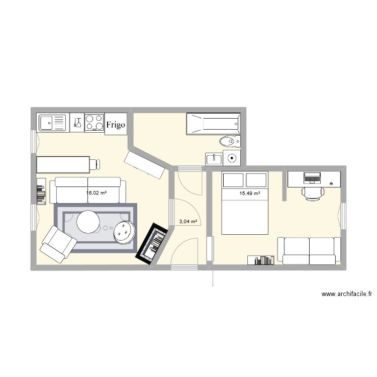 pp38. Plan de 3 pièces et 35 m2