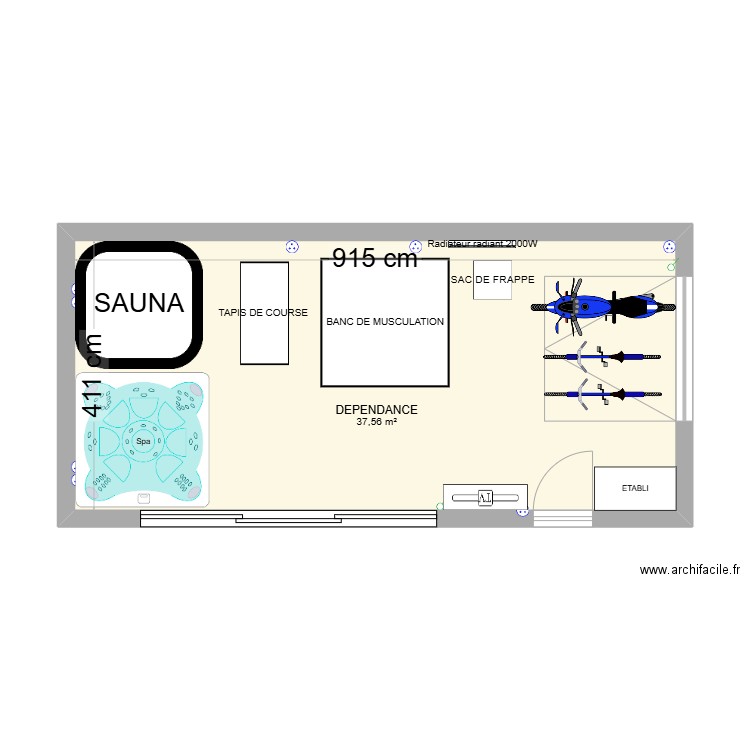 PLAN DEPENDANCE . Plan de 1 pièce et 38 m2