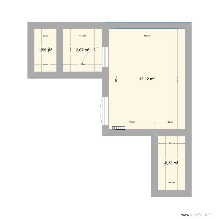 Appart paris. Plan de 4 pièces et 19 m2