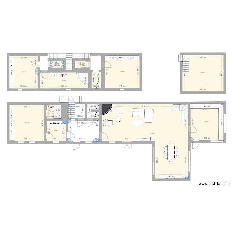 MAISON MONCHY. Plan de 13 pièces et 209 m2