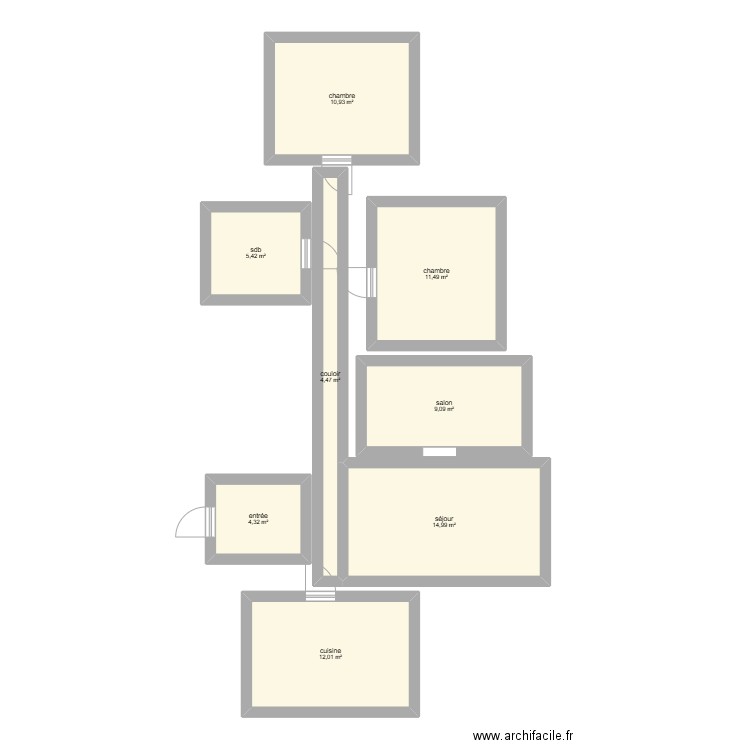 plan appartement M Thour. Plan de 8 pièces et 73 m2