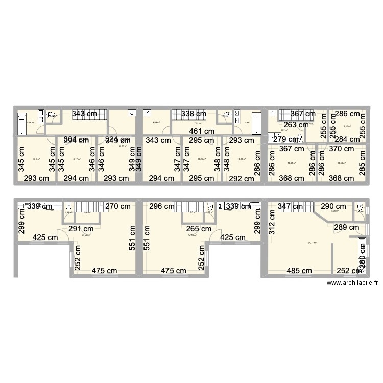 bis. Plan de 25 pièces et 250 m2