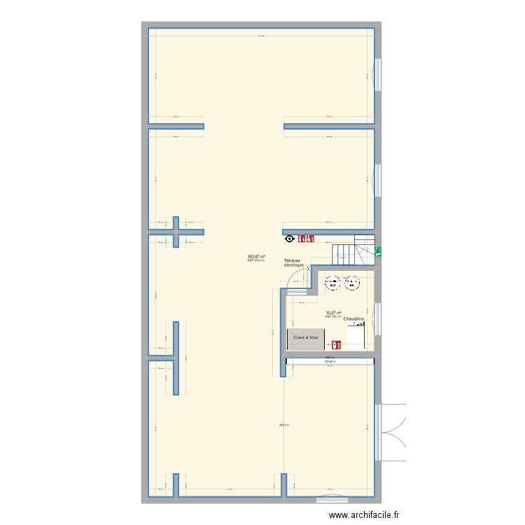 Collège Sous-sol après travaux. Plan de 2 pièces et 161 m2