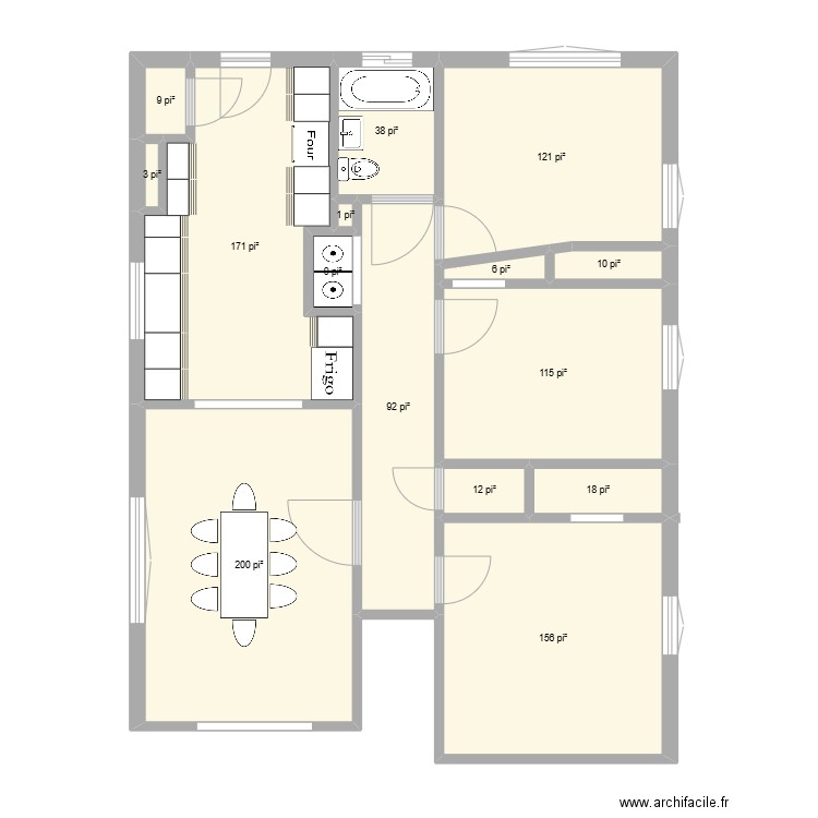 FY 6. Plan de 15 pièces et 89 m2