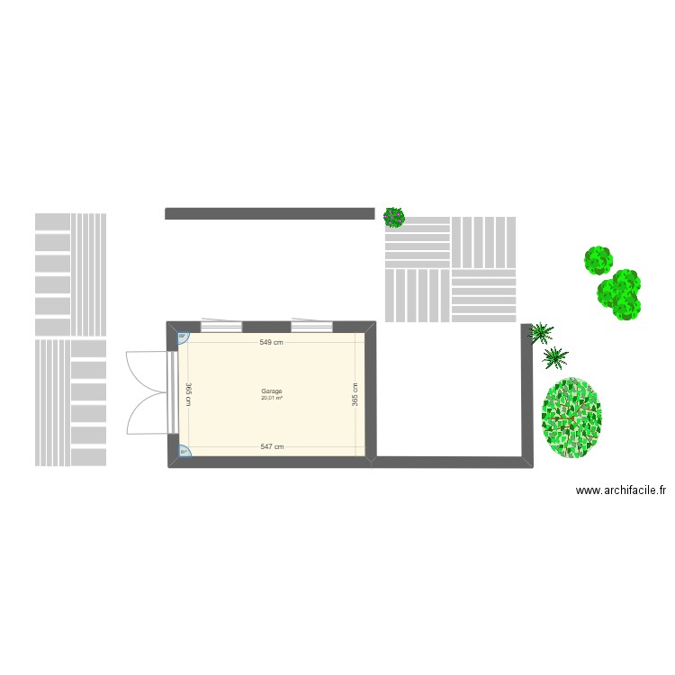 garage RDC- non aménagé. Plan de 1 pièce et 20 m2